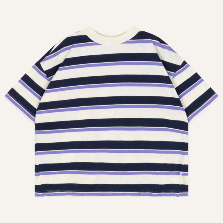 Repose AMS Repose AMS Boxy tee - Cream teal glacier stripe