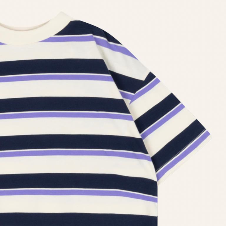 Repose AMS Repose AMS Boxy tee - Cream teal glacier stripe