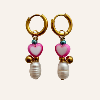 By Melo By Melo Oorbellen Parel/hart