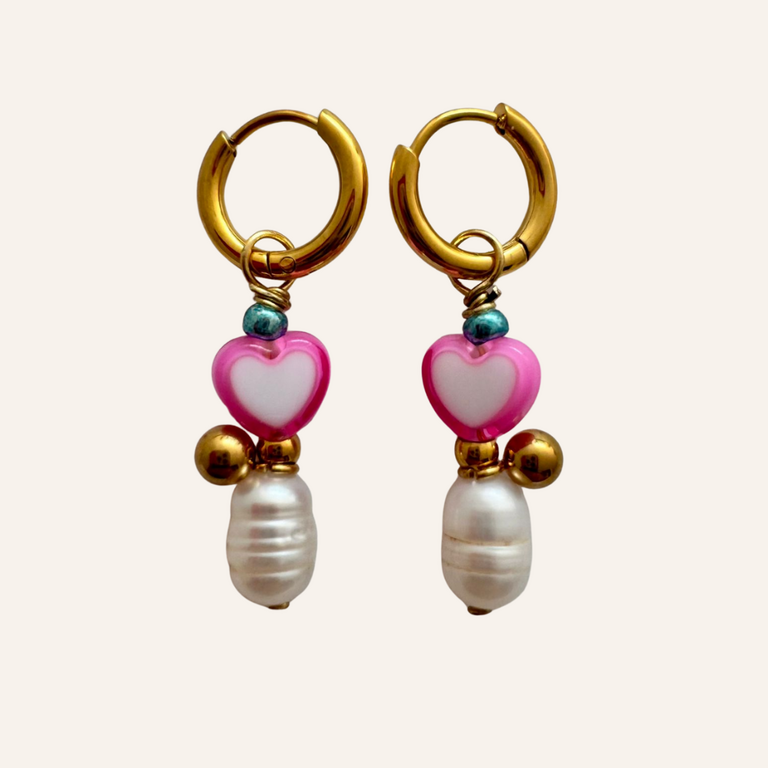 By Melo By Melo Oorbellen Parel/hart