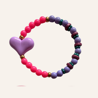 By Melo By Melo Armbandje Hart paars (hartverpakking)