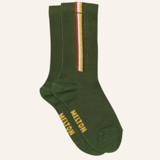 Melton Melton Vertical stripes socks - Elm Green