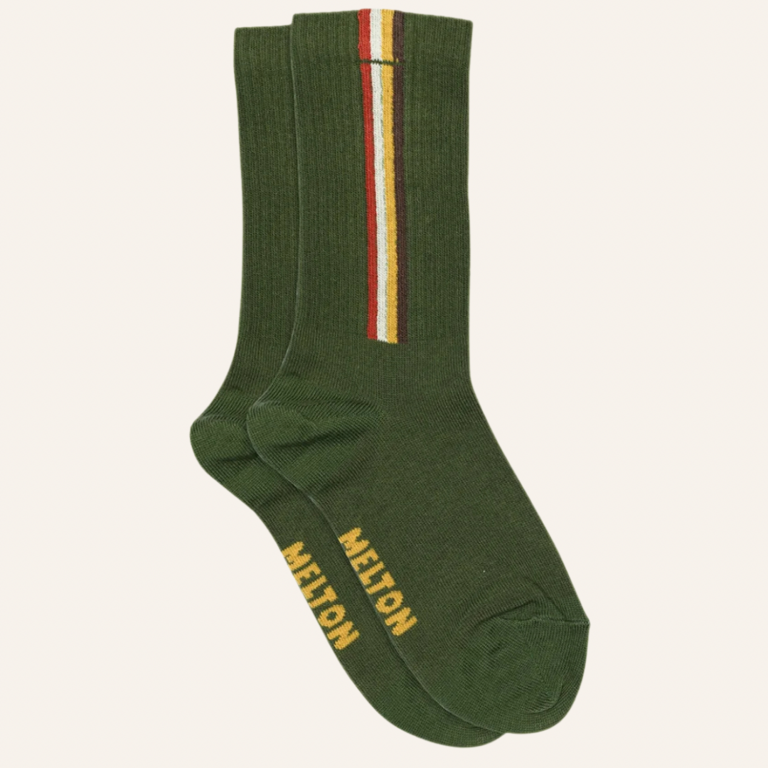 Melton Melton Vertical stripes socks - Elm Green