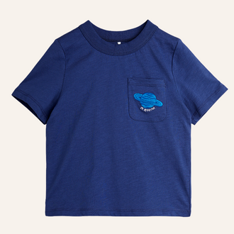 Mini Rodini Mini Rodini Planet emb ss tee - Blue