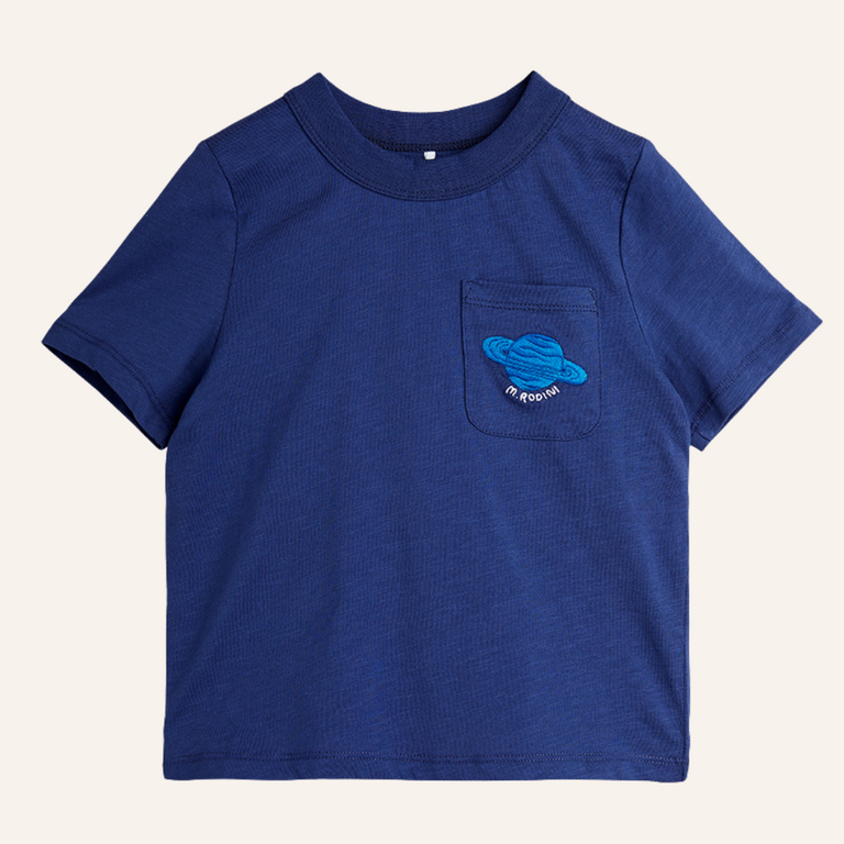 Mini Rodini Mini Rodini Planet emb ss tee - Blue