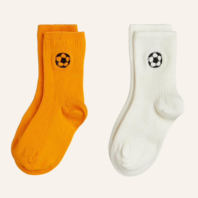 Mini Rodini Mini Rodini Football emb ribbed 2-pack socks