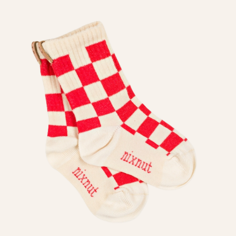 Nixnut Nixnut Checkered socks - Tomato