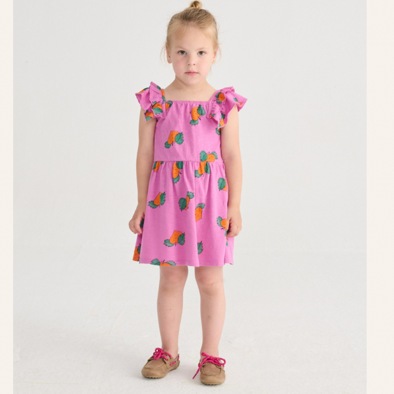 Bobo Choses Bobo Choses Tangerine all over ruffled dress