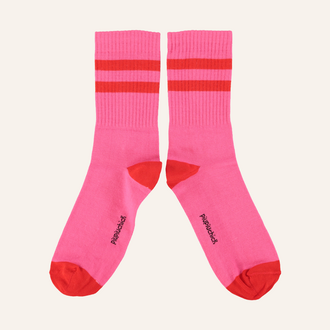 Piupiuchick Piupiuchick Socks | Pink w/ red stripes