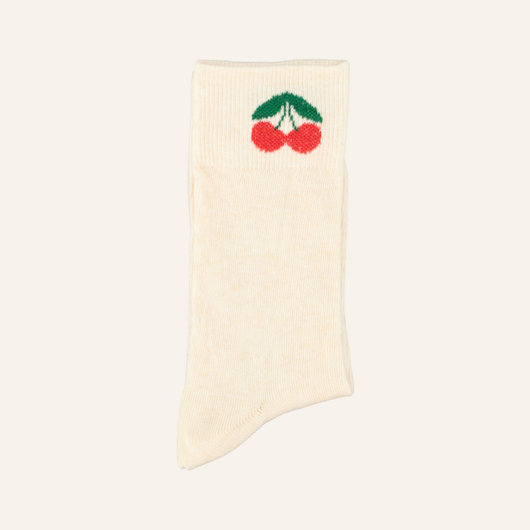 Piupiuchick Piupiuchick Socks | Ecru w/ cherry print