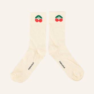 Piupiuchick Piupiuchick Socks | Ecru w/ cherry print