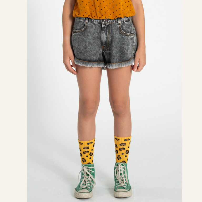 Piupiuchick Piupiuchick Shorts w/fringes | Washed black denim