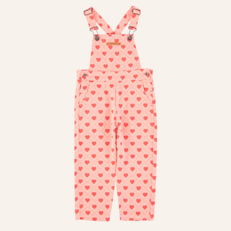 Piupiuchick Piupiuchick Dungaree | Pink/red hearts allover