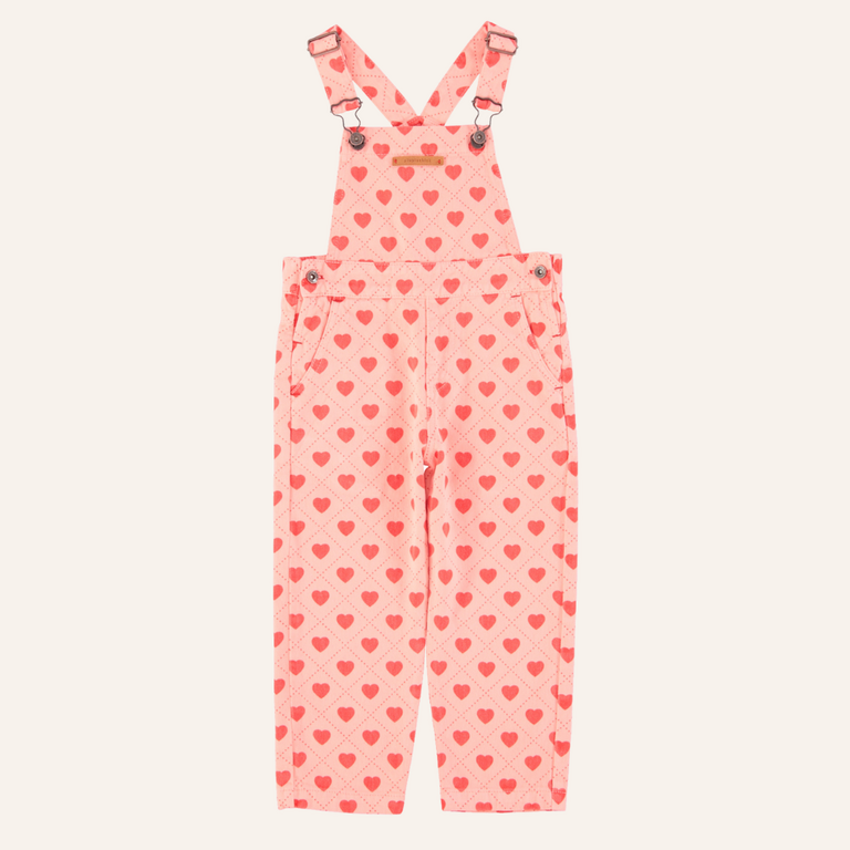 Piupiuchick Piupiuchick Dungaree | Pink/red hearts allover