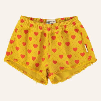 Piupiuchick Piupiuchick Shorts w/ fringes | Mustard / red hearts