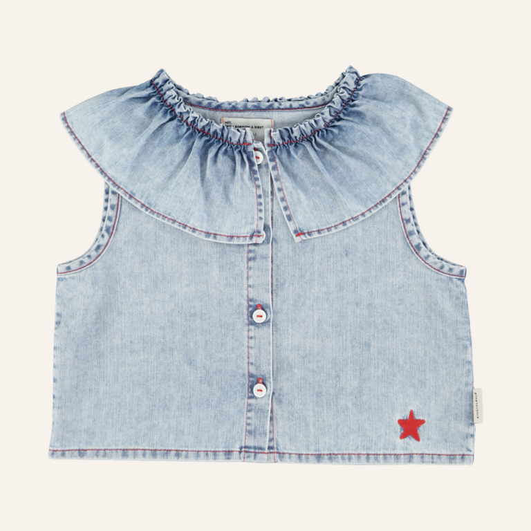 Piupiuchick Piupiuchick Sleeveless collar blouse | Blue light denim