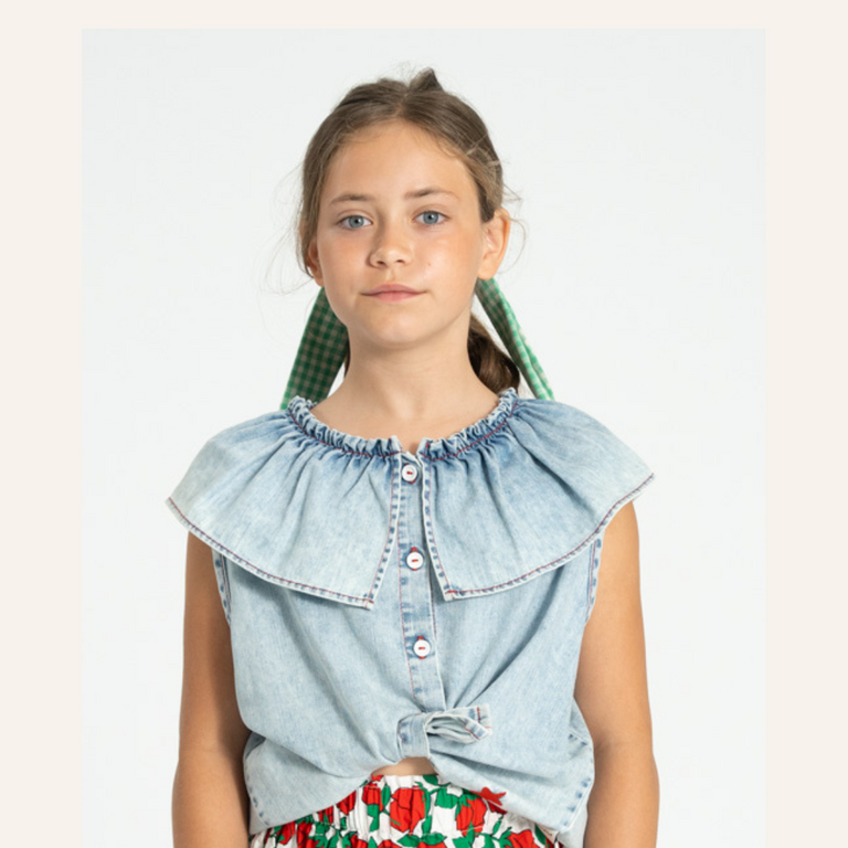 Piupiuchick Piupiuchick Sleeveless collar blouse | Blue light denim
