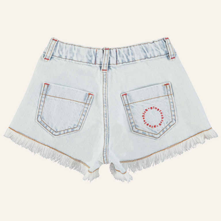 Piupiuchick Piupiuchick Short w/ fringe | Washed light blue denim