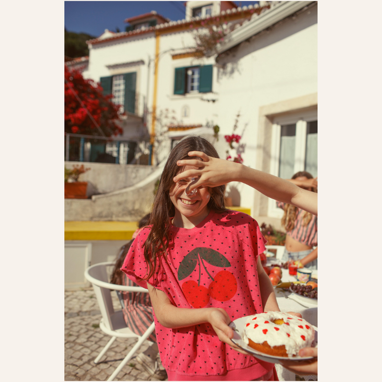 Piupiuchick Piupiuchick Sleeveless sweatshirt | Pink w/ cherry print