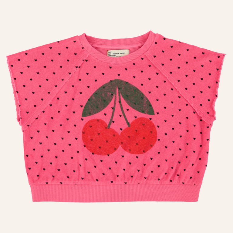 Piupiuchick Piupiuchick Sleeveless sweatshirt | Pink w/ cherry print