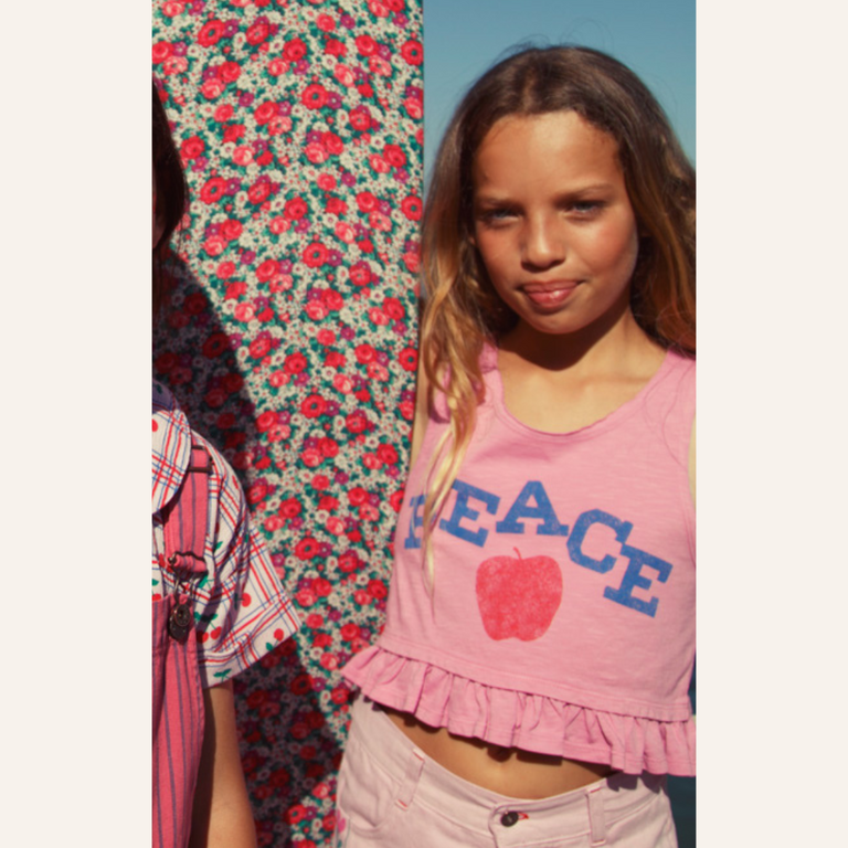 Piupiuchick Piupiuchick Top | Pink w/ peace print