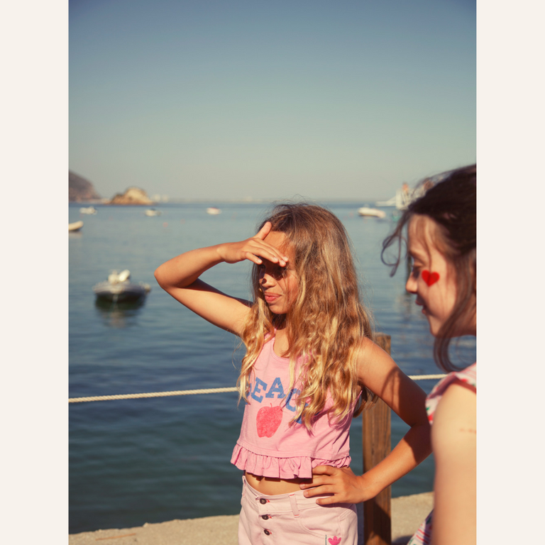 Piupiuchick Piupiuchick Top | Pink w/ peace print