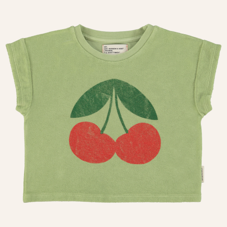 Piupiuchick Piupiuchick T-shirt | Light olive w/ cherry