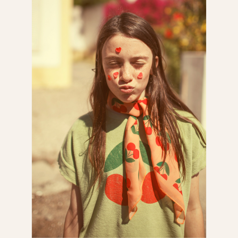 Piupiuchick Piupiuchick T-shirt | Light olive w/ cherry