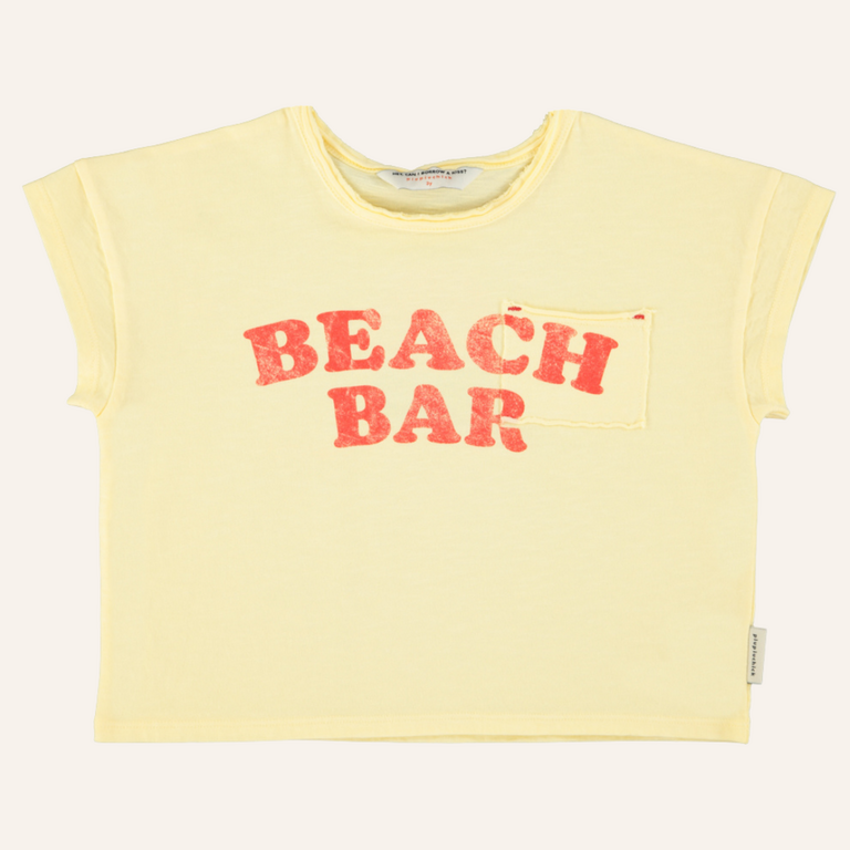 Piupiuchick Piupiuchick T-shirt | Light yellow w/ beach bar print