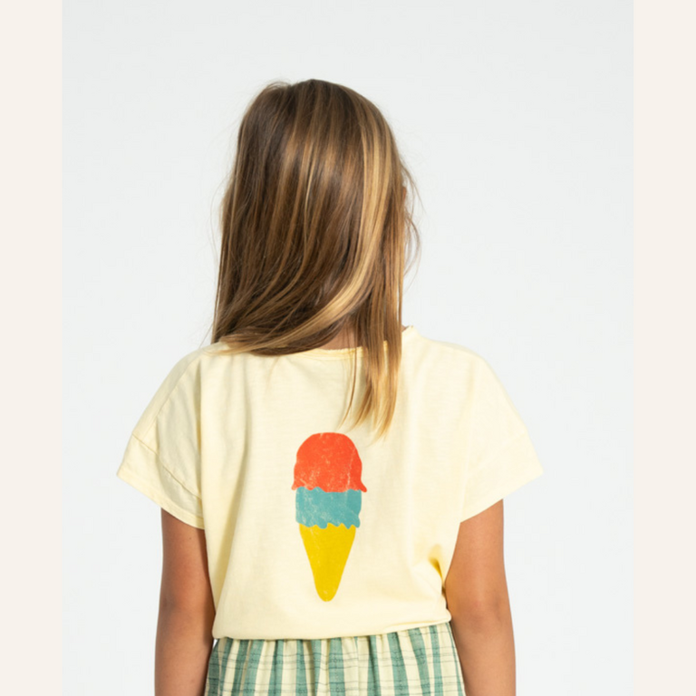 Piupiuchick Piupiuchick T-shirt | Light yellow w/ beach bar print