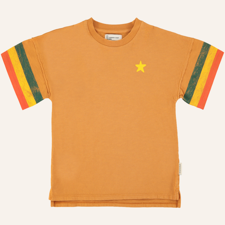 Piupiuchick Piupiuchick T-shirt dress | Camel w/ multicolor stripes