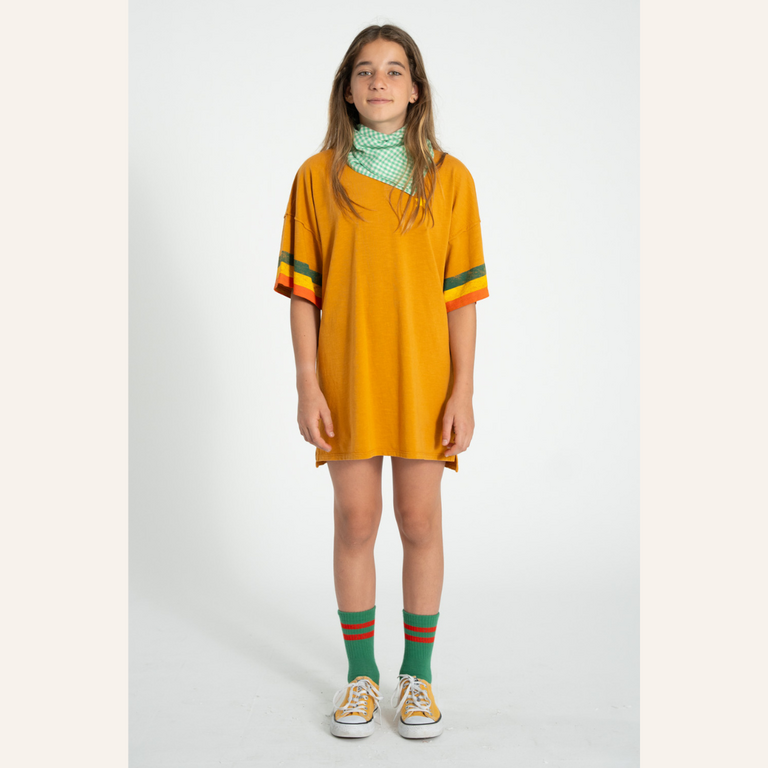 Piupiuchick Piupiuchick T-shirt dress | Camel w/ multicolor stripes
