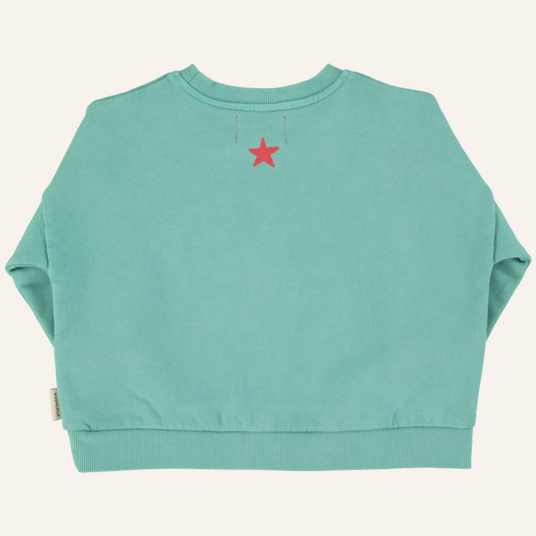 Piupiuchick Piupiuchick Sweatshirt | Turquoise w/ peace print
