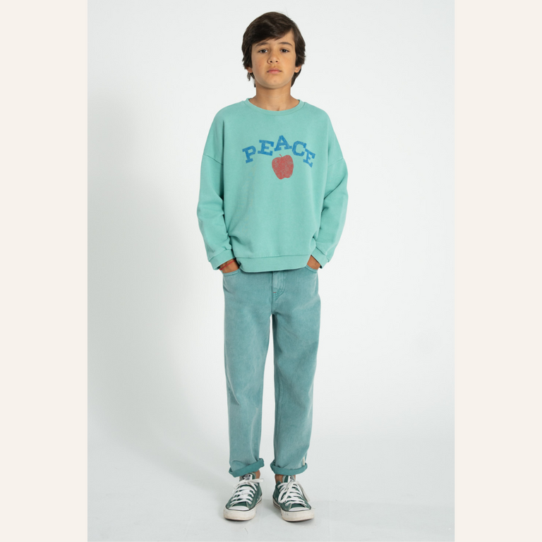 Piupiuchick Piupiuchick Sweatshirt | Turquoise w/ peace print