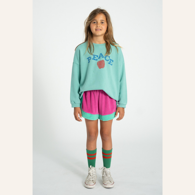 Piupiuchick Piupiuchick Sweatshirt | Turquoise w/ peace print