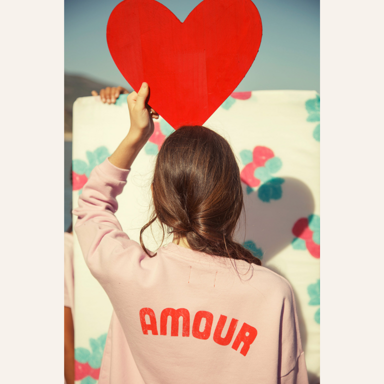 Piupiuchick Piupiuchick Sweatshirt | Lilac w/ red heart print