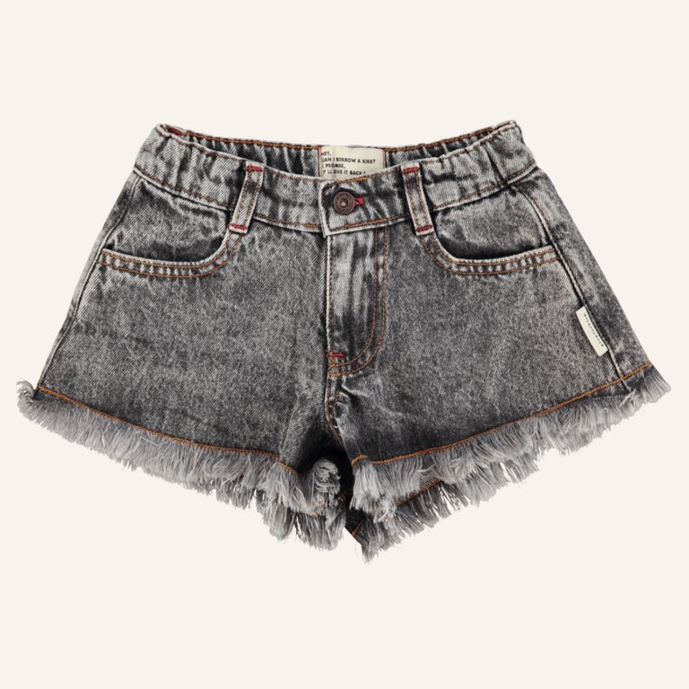 Piupiuchick Piupiuchick Shorts w/fringes | Washed black denim