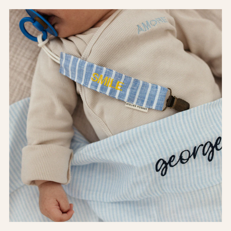 Atelier Pomme Atelier Pomme Pacifier Cord Lovely Linen L'amour | Bonjour Brique