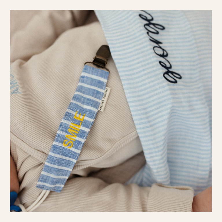 Atelier Pomme Atelier Pomme Pacifier Cord Lovely Linen L'amour | Bonjour Brique