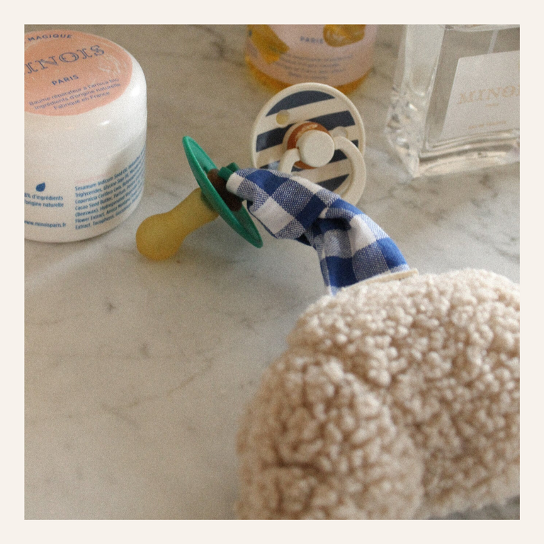 Atelier Pomme Atelier Pomme Pacifier Cloth | Bonjour little croissant Boogie Blue