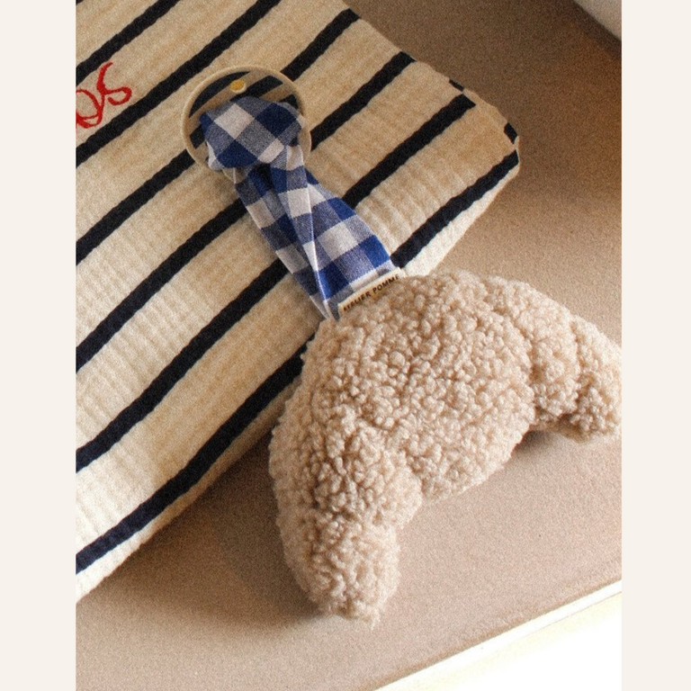 Atelier Pomme Atelier Pomme Pacifier Cloth | Bonjour little croissant Boogie Blue