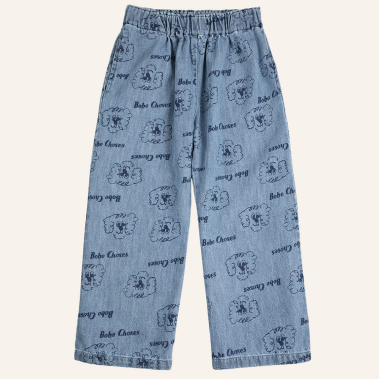 Bobo Choses Bobo Choses Pickles the dog all over light denim pants