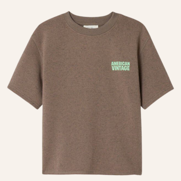 American Vintage AMV Kid sweat T-shirt Evona -  Overdyed Brown