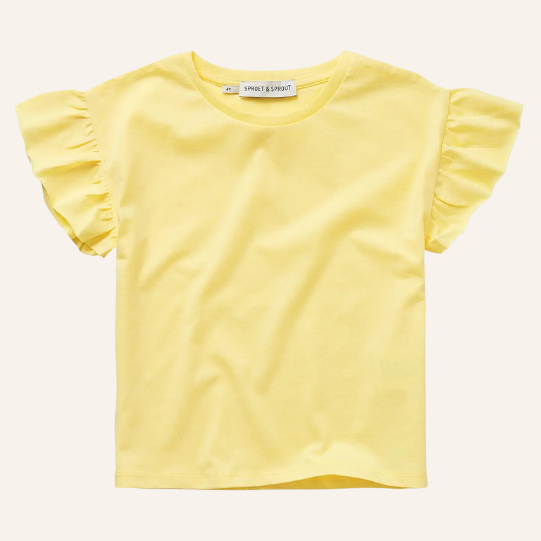 Sproet & Sprout Sproet&Sprout Girls T-shirt ruffle sleeve - Pastel yellow