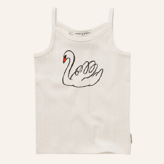 Sproet & Sprout Sproet&Sprout Girls spaghetti top swan - Off white