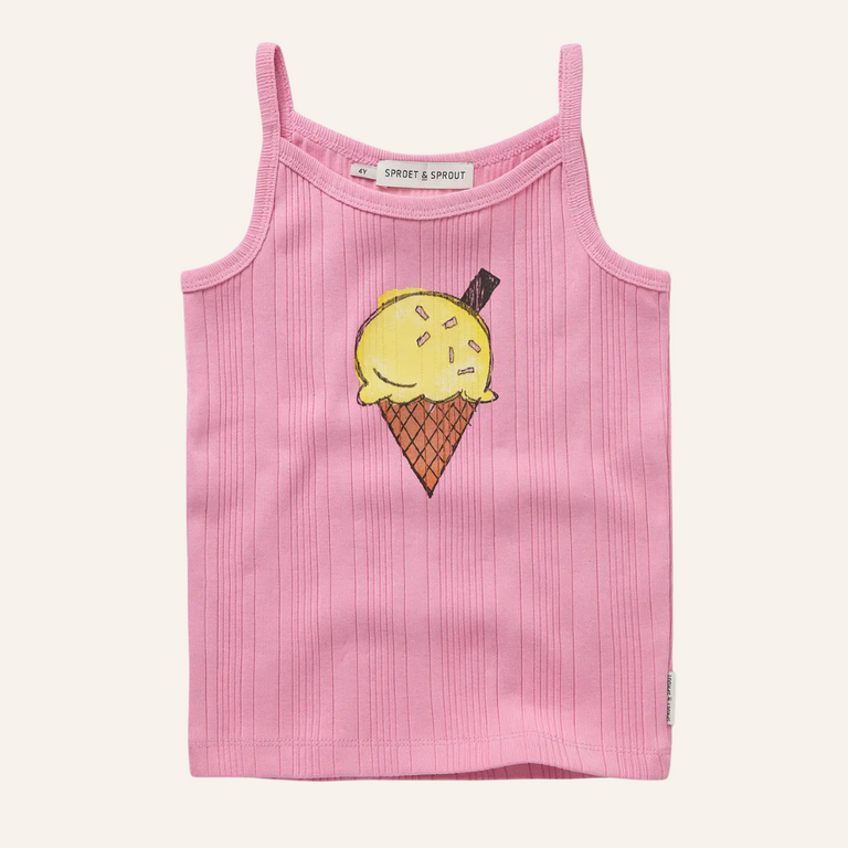 Sproet & Sprout Sproet&Sprout Girls spaghetti top ice cream - podium pink