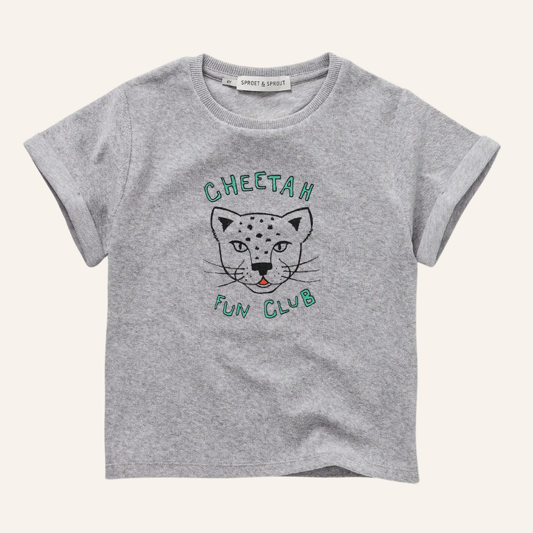 Sproet & Sprout Sproet&Sprout Terry T-shirt Cheetah - Grey melee