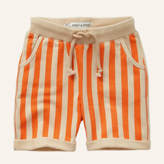 Sproet & Sprout Sproet&Sprout Sweat shorts small stripes - Sesame