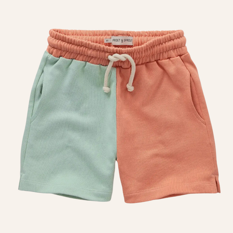 Sproet & Sprout Sproet&Sprout Sweatshort colourblock - Orange ace