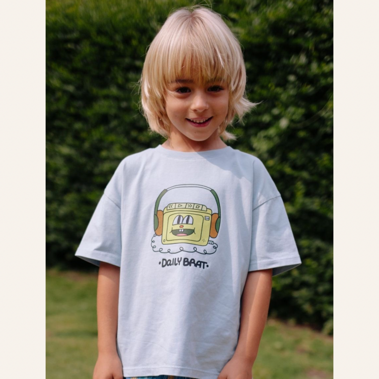 Daily Brat Daily Brat Funky headphones T-shirt - Sterling blue